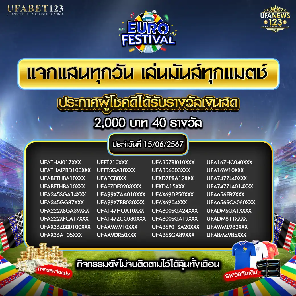 กิจกรรมแจก 2000 บาท 20 รางวัล วันที่ 15 มิถุนายน 2567