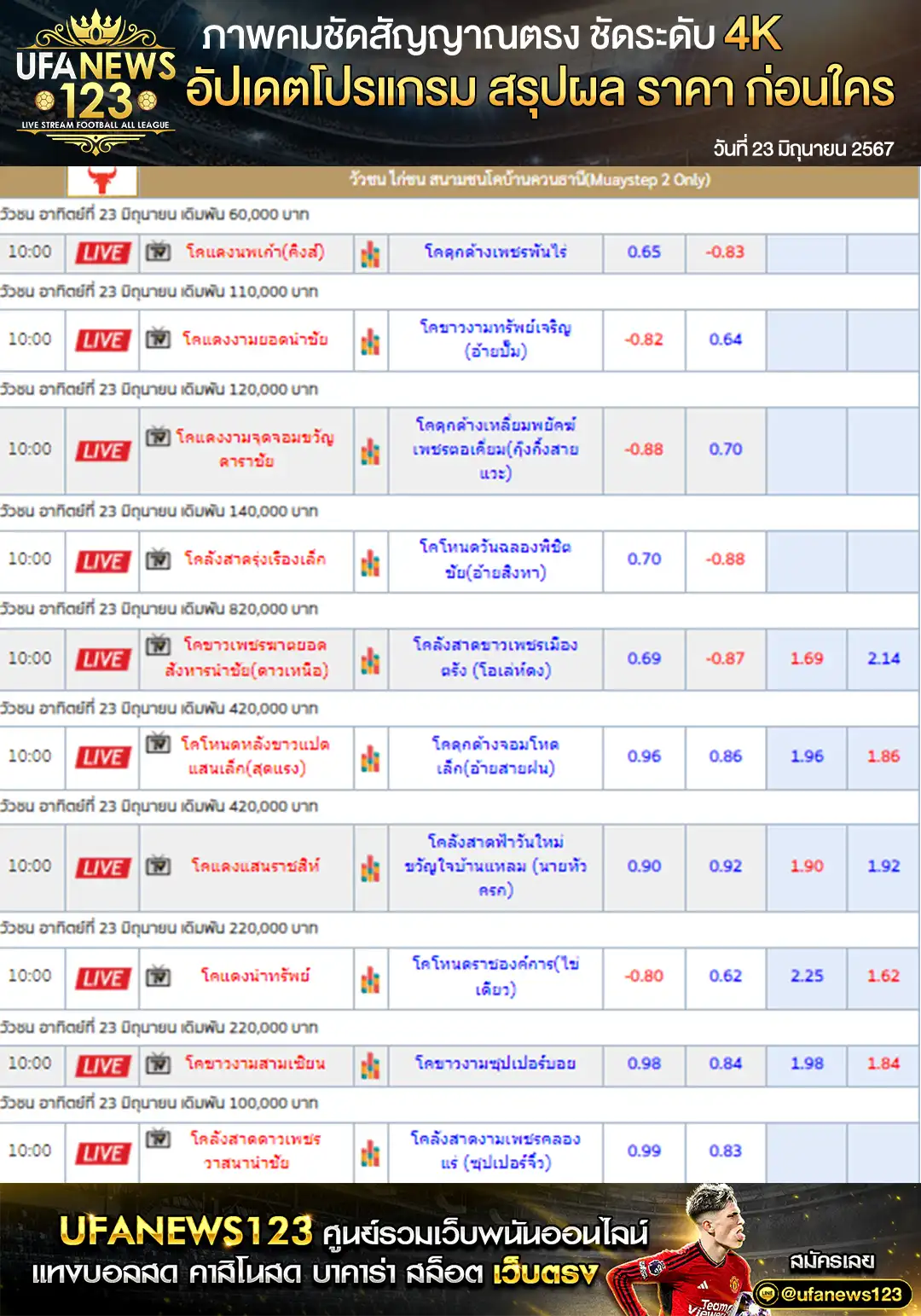 ราคาวัวชน สนามกีฬาชนโคบ้านควนธานี 23 มิถุนายน 2567