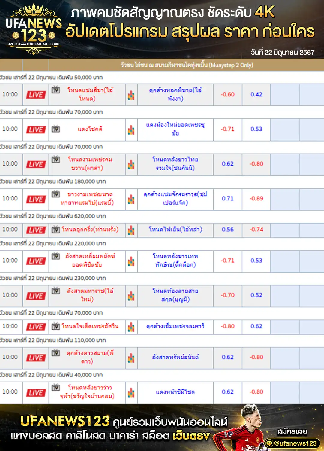 ราคาวัวชน สนามชนโคบ้านทุ่งขมิ้น 22 มิถุนายน 2567