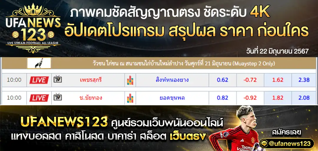 ราคาไก่ชน สนามชนไก่บ้านใหม่ลำปาง 22 มิถุนายน 2567