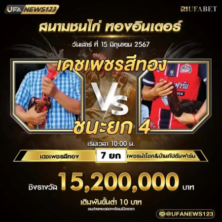 เทปไก่ชน เดชเพชรสีทอง VS เพชรนำโชค 15 มิถุนายน 2567