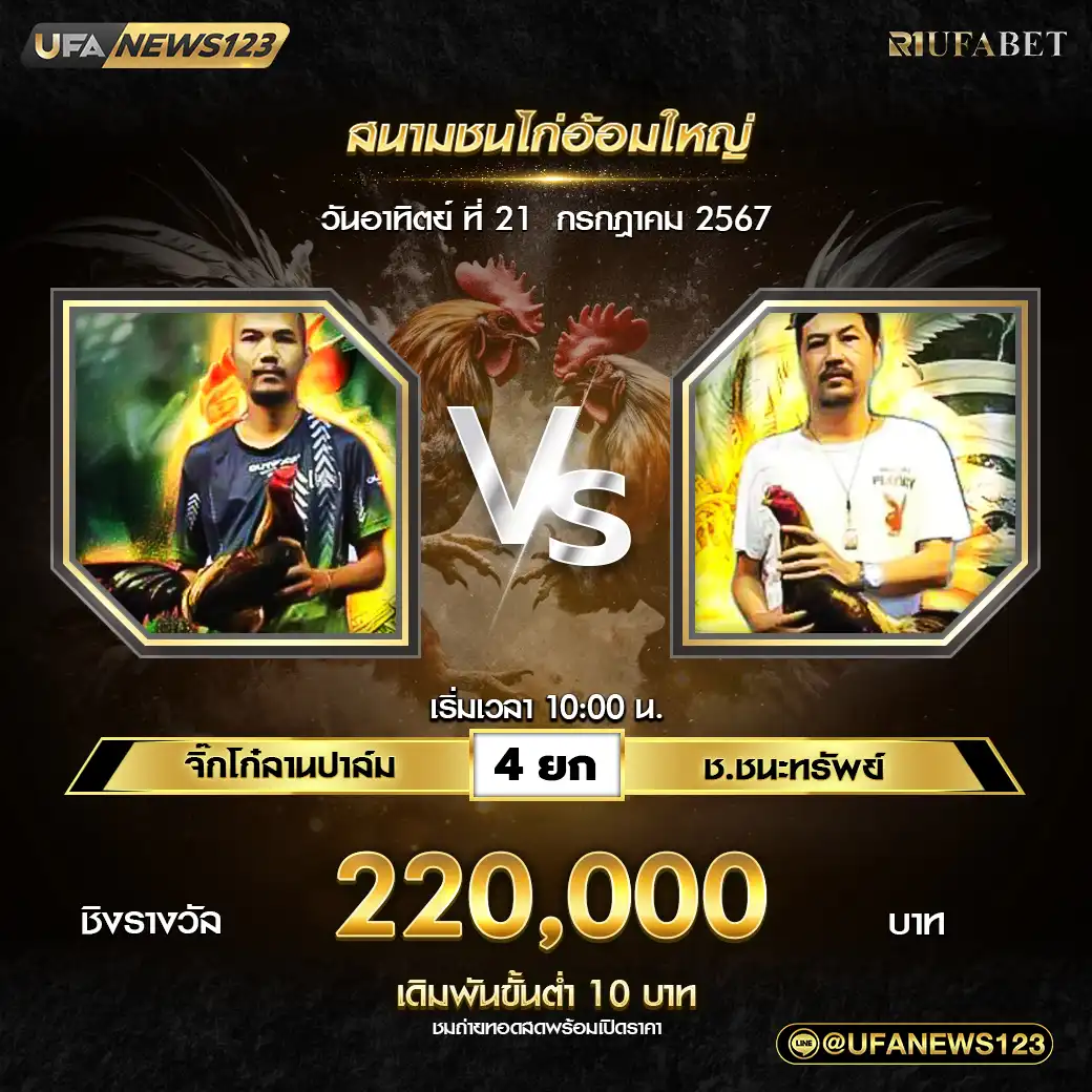 จิ๊กโก๋ลานปาล์ม VS ช.ชนะทรัพย์ ชน 4 ยก ชิงรางวัล 220,000 บาท