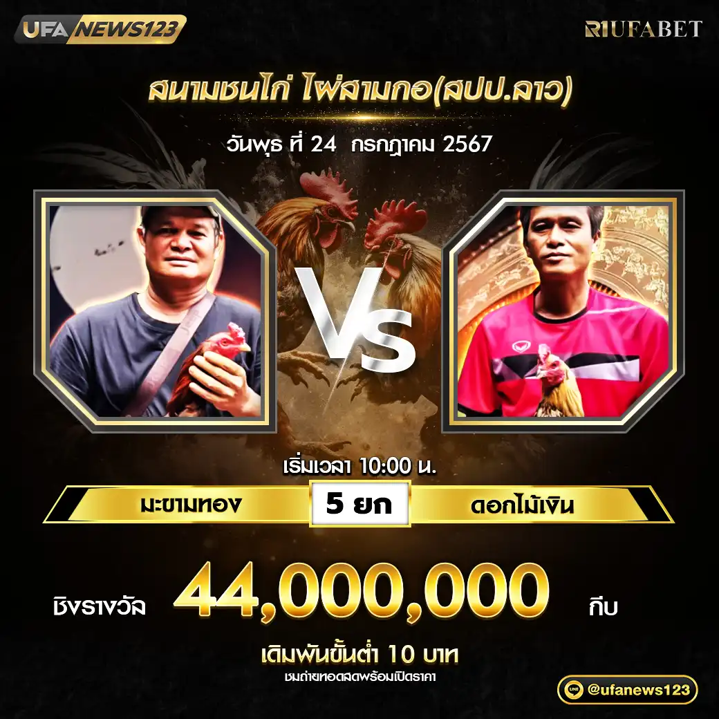 มะขามทอง VS ดอกไม้เงิน ชน 5 ยก ชิงรางวัล 44,000,000 กีบ