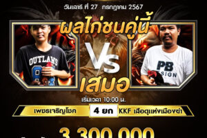 เทปไก่ชน เพชรเจริญโชค VS KKF เสือดุแห่งเมืองย่า 27 กรกฎาคม 2567