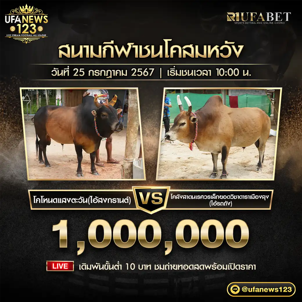 โคโหนดแสงตะวัน(ไอ้สงกรานต์) VS โคลังสาดนเรศวรเล็กยอดวิชาดาราเมืองลุง (ไอ้รถถัง) ชิงรางวัล 1,000,000 บาท