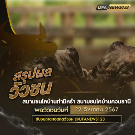 ผลวัวชน 22 สิงหาคม 2567