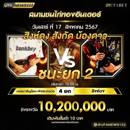 เทปไก่ชน เพชรเจริญโชค&ฟ้าประทาน56 VS สิงห์ดง 17 สิงหาคม 2567