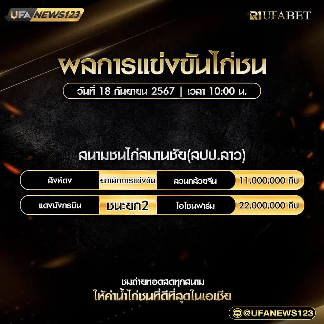 ผลไก่ชน สนามชนไก่สมานชัย (สปป.ลาว) 18 กันยายน 2567