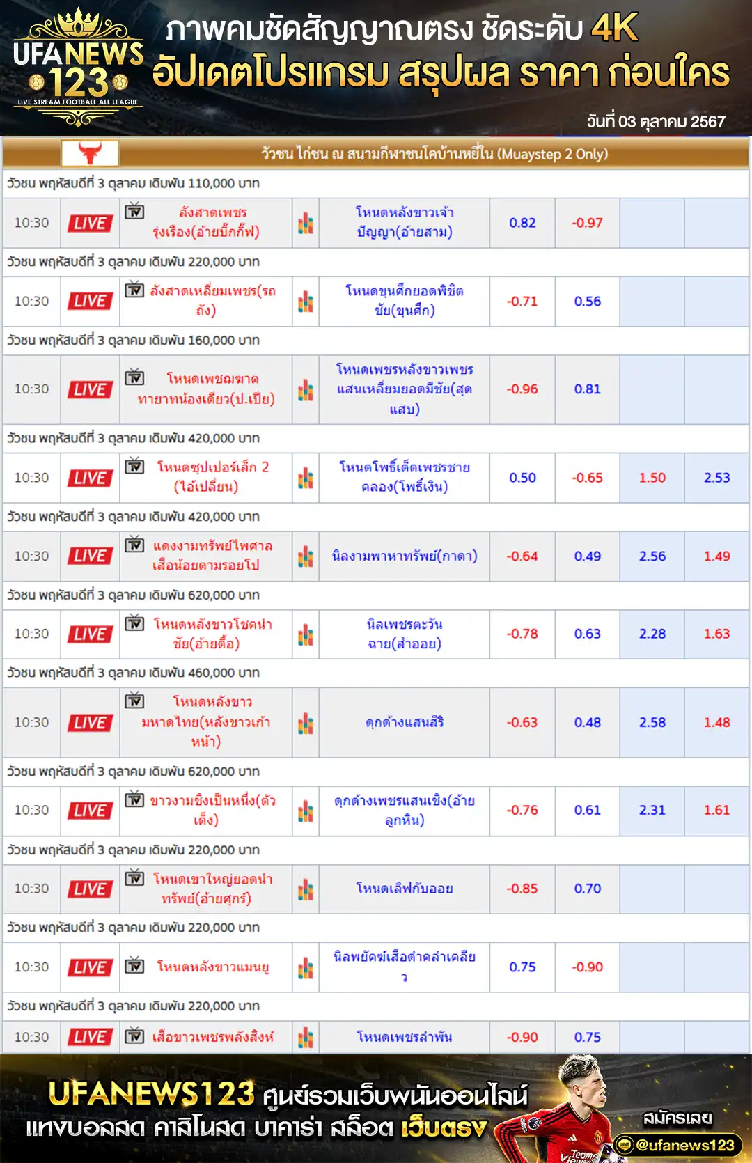 ราคาวัวชน สนามชนโคบ้านหยีใน 03 ตุลาคม 2567