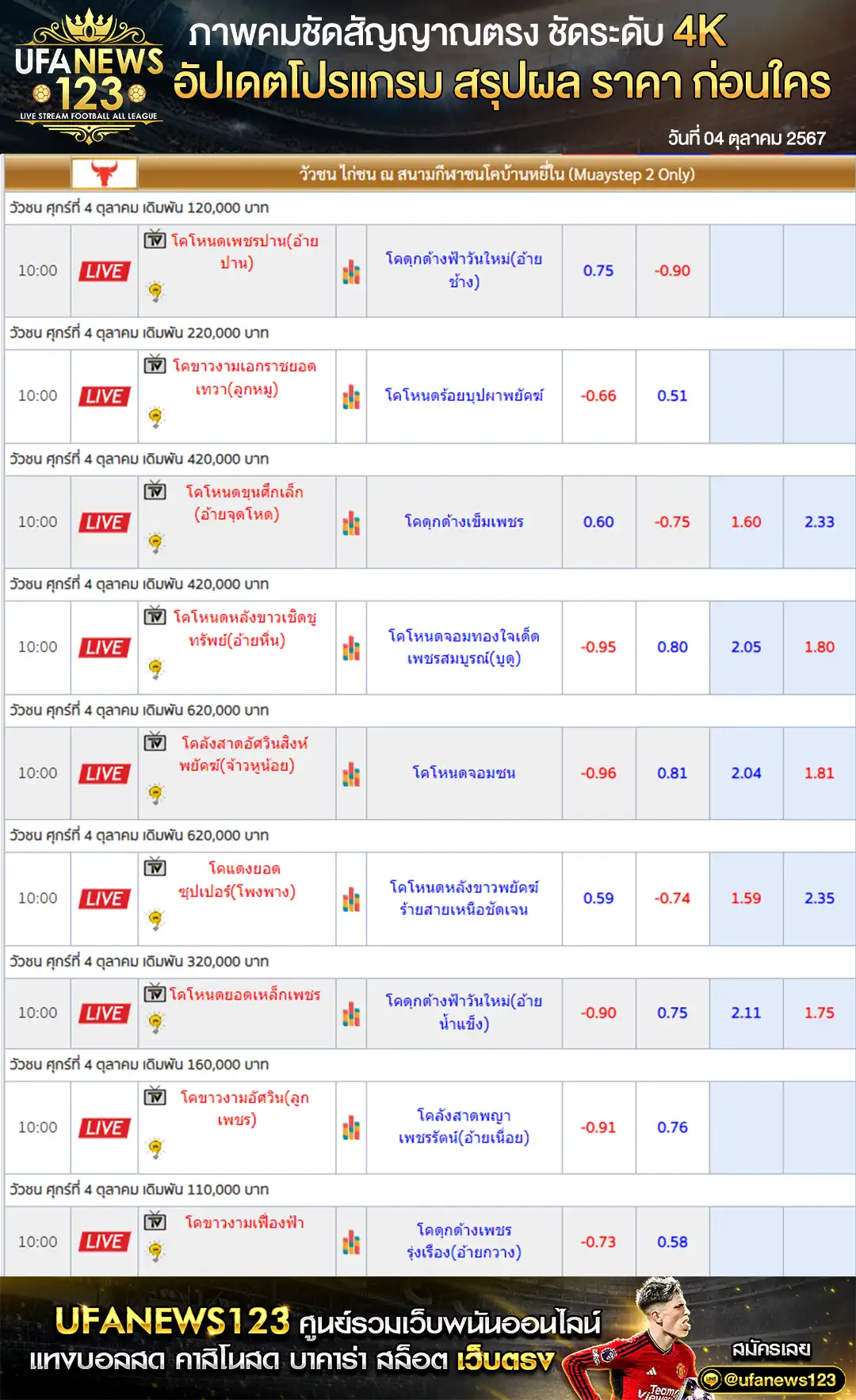 ราคาวัวชน สนามชนโคบ้านหยีใน เริ่มชนเวลา 10:30 น. 04 ตุลาคม 2567