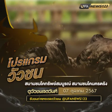 โปรแกรมวัวชน 07 ตุลาคม 2567