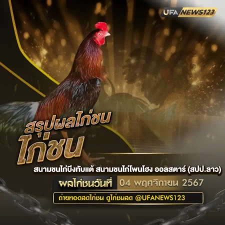 ผลไก่ชน 04 พฤศจิกายน 2567