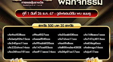 ประกาศผลกิจกรรม 26 ธันวาคม 2567