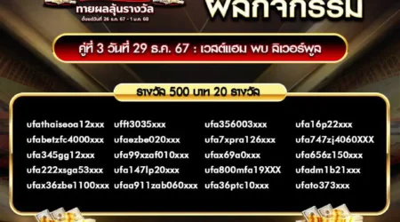 ประกาศผลกิจกรรม 30 ธันวาคม 2567