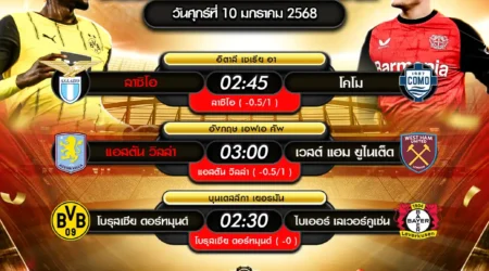 ทีเด็ดบอล 10 มกราคม 2568