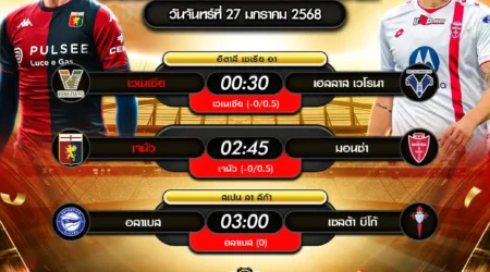 ทีเด็ดบอล 27 มกราคม 2568