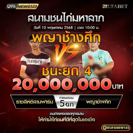 เทปไก่ชน ราชสีห์อีสานฟาร์ม VS พญาช้างศึก 10 พฤษภาคม 2568